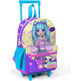 Coral High 24035 Minik Yuva Çekçekli Sırt Çantası Mor Pembe Anime Kız Desenli Iki Bölmeli Okul Çantası