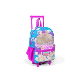 Coral High 24036 K120.1 Minik Yuva Çekçekli Sırt Çantası Mavi Pembe Tavşan Desenli Iki Bölmeli
