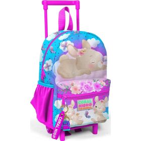 Coral High 24036 K120.1 Minik Yuva Çekçekli Sırt Çantası Mavi Pembe Tavşan Desenli Iki Bölmeli