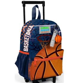 Coral High 24066 Turuncu Lacivert Basketbol Desenli İki Bölmeli Minik Yuva Çekçekli Sırt Çantası