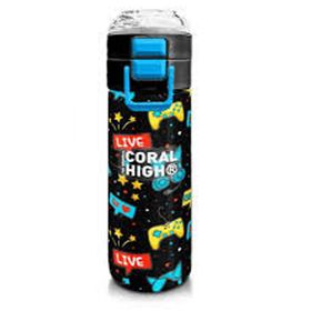 Coral High 31908 500 ml Kids Çivit Kırmızı Uzay Desenli Pipetli Çelik Termos