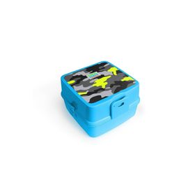 Coral High 32986 Kids Mavi Gri Kamuflaj Desenli Dört Bölmeli Çatal ve Kaşıklı Beslenme Çantası