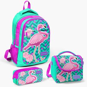 Coral High 3'lü Yeşil Flamingo Kız İlkokul Çanta Seti