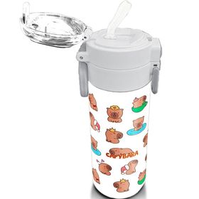 Coral High 500 ml 31794 Kids Capybara Desenli Pipetli ve Direkt İçim Çelik Termos