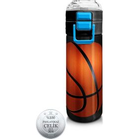 Coral High 500 ml 31795 Kids Siyah Basketbol Desenli Pipetli Çelik Termos