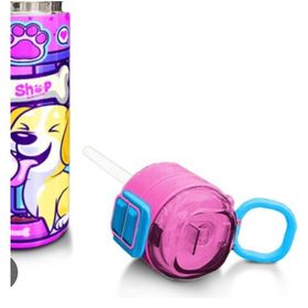 Coral High 500 ml 31810 Kids Kedi Köpek Desenli Pipetli Çelik Termos