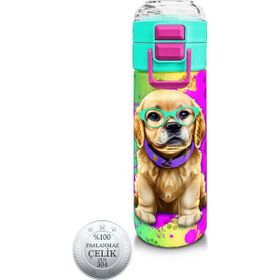 Coral High 500 ml 31813 Kids Mor Pembe Köpek Desenli Pipetli Çelik Termos