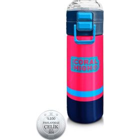 Coral High 500 ml 31823 Kids Neon Mercan Lacivert Pipetli Çelik Termos