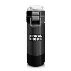 Coral High 500 ml 31824 Kids Koyu Gri Siyah Desenli Pipetli Çelik Termos