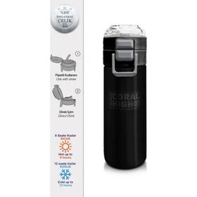 Coral High 500 ml 31827 Kids Siyah Pipetli Çelik Termos