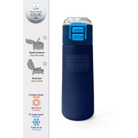 Coral High 500 ml 31828 Kids Lacivert Mavi Pipetli Çelik Termos