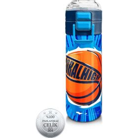 Coral High 500 ml 31833 Kids Lacivert Mavi Basketbol Desenli Pipetli Çelik Termos