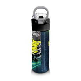Coral High 500 ml 31834 Kids Nefti Fosforlu Sarı Araba Desenli Pipetli Çelik Termos