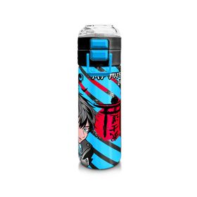 Coral High 500 ml 31840 Kids Siyah Mavi Anime Desenli Pipetli Çelik Termos