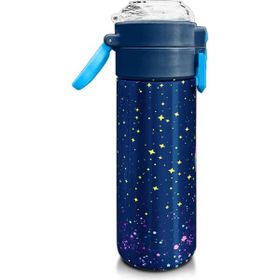Coral High 500 ml 31848 Kids Çok Renkli Lacivert Desenli Pipetli ve Direkt İçim Çelik Termos