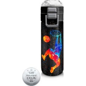 Coral High 500 ml 31856 Kids Gri Basketbol Desenli Pipetli ve Direkt İçim Çelik Termos