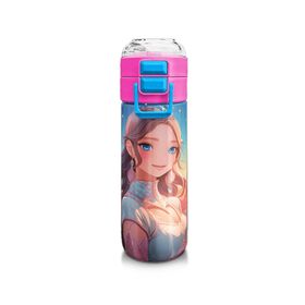 Coral High 500 ml 31858 Kids Turkuaz Pembe Anime Kız Desenli Pipetli Çelik Termos