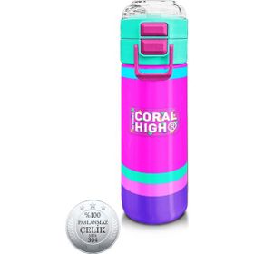 Coral High 500 ml 31864 Kids Çok Renkli Pipetli ve Direkt İçim Çelik Termos