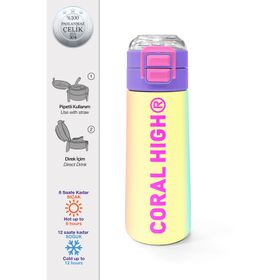 Coral High 500 ml 31868 Kids Renk Geçişli Pipetli Çelik Termos
