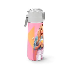 Coral High 500 ml 31869 Kids Pembe Mercan Fashion Girl Desenli Pipetli Çelik Termos