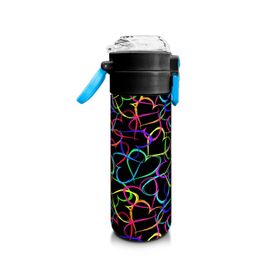 Coral High 500 ml 31870 Kids Çok Renkli Kalp Desenli Pipetli ve Direkt İçim Çelik Termos