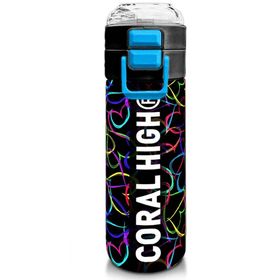Coral High 500 ml 31870 Kids Çok Renkli Kalp Desenli Pipetli ve Direkt İçim Çelik Termos