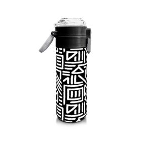 Coral High 500 ml 31882 Kids Siyah Beyaz Geometrik Desenli Pipetli Çelik Termos