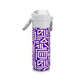 Coral High 500 ml 31883 Kids Mor Beyaz Geometrik Desenli Pipetli Çelik Termos