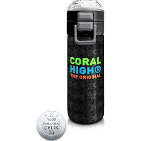 Coral High 500 ml 31891 Kids Siyah Drone Desenli Pipetli Çelik Termos