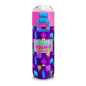 Coral High 500 ml 31899 Kids Mor Pembe Kaktüs Desenli Pipetli Çelik Termos