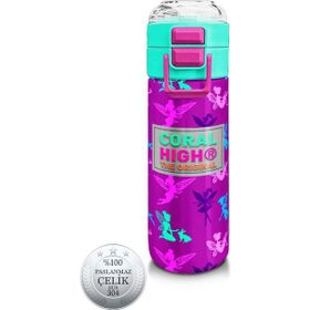 Coral High 500 ml 31900 Kids Pembe Su Yeşili Peri Desenli Pipetli Çelik Termos