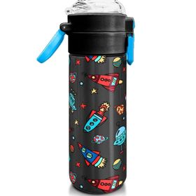 Coral High 500 ml 31916 Kids Koyu Gri Kırmızı Uzay Desenli Pipetli Çelik Termos