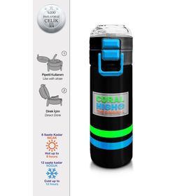 Coral High 500 ml 31929 Kids Siyah Pipetli Çelik Termos