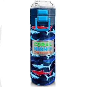 Coral High 500 ml 31930 Kids Lacivert Kırmızı Köpek Balığı Desenli Pipetli Çelik Termos