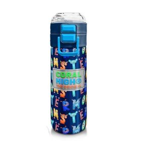 Coral High 500 ml 31935 Kids Lacivert Neon Sarı Desenli Pipetli Çelik Termos