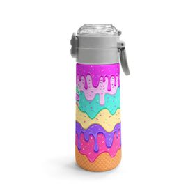 Coral High 500 ml 31938 Kids Pembe Rengarenk Dondurma Desenli Pipetli Çelik Termos