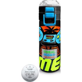Coral High 500 ml 31947 Kids Gri Turuncu Gamer Desenli Pipetli Çelik Termos