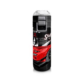 Coral High 500 ml 31948 Kids Siyah Kırmızı Anime Araba Desenli Pipetli Çelik Termos