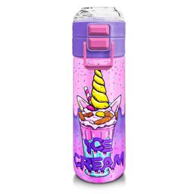 Coral High 500 ml 31950 Kids Pembe Mor Milkshake Dondurma Desenli Pipetli Çelik Termos