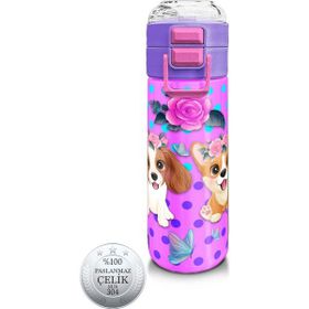 Coral High 500 ml 31951 Kids Pembe Köpek Desenli Pipetli Çelik Termos