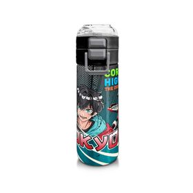 Coral High 500 ml 31965 Kids Gri Nefti Anime Motorsiklet Desenli Pipetli ve Direkt İçim Çelik Termos