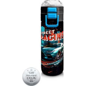 Coral High 500 ml 31966 Kids Nefti Yarış Arabası Desenli Pipetli Çelik Termos