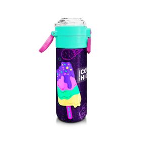 Coral High 500 ml 31980 Kids Mor Pembe Dondurma Desenli Pipetli Çelik Termos