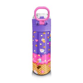 Coral High 500 ml 31989 Kids Pembe Turkuaz K-Pop Desenli Pipetli Çelik Termos