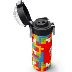 Coral High 500 ml 31991 Kids Blok Desenli Pipetli ve Direkt İçim Çelik Termos