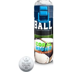 Coral High 500 ml 31995 Kids Lacivert Futbol Desenli Pipetli Çelik Termos