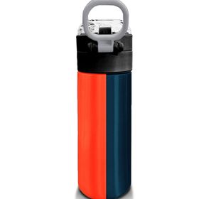 Coral High 500 ml 31998 Kids Lacivert Turuncu Çizgili Pipetli Çelik Termos