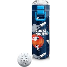 Coral High 500 ml 31999 Kids Lacivert Mavi Astronot Desenli Pipetli Çelik Termos
