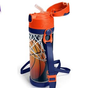 Coral High 500 ml Lacivert Turuncu Basketbol Desenli Pipetli Çelik Termos