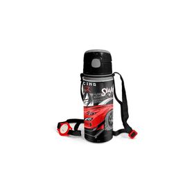 Coral High 600 ml 11936 M11 Kids Siyah Kırmızı Anime Araba Desenli Pipetli Alüminyum Matara